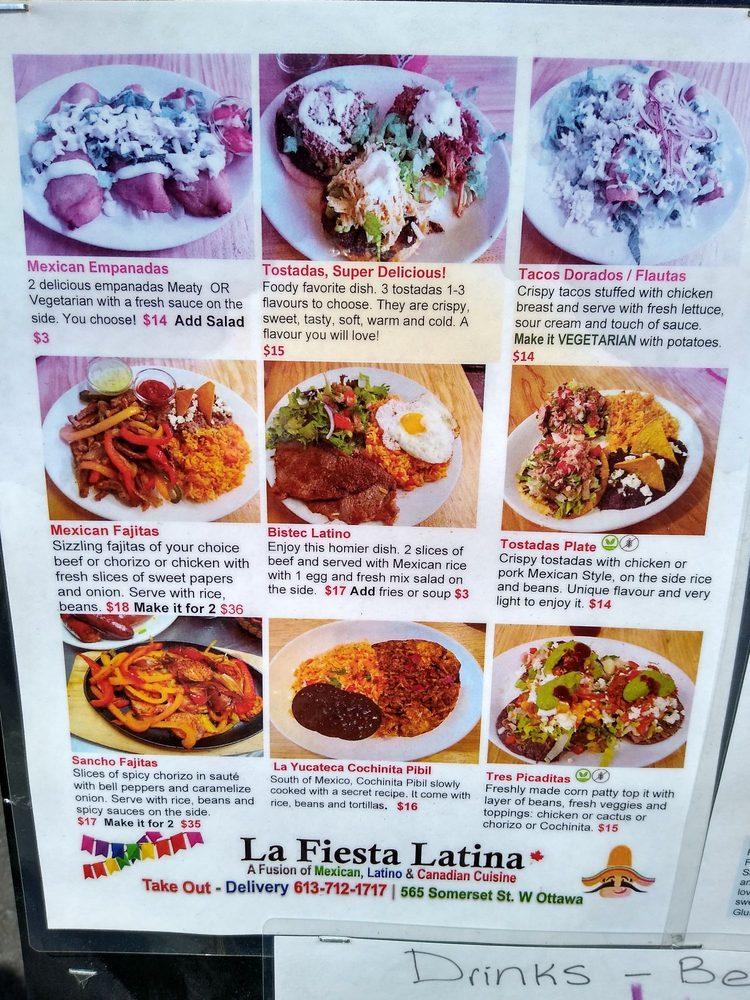 Menu At La Fiesta Latina Restaurant Ottawa