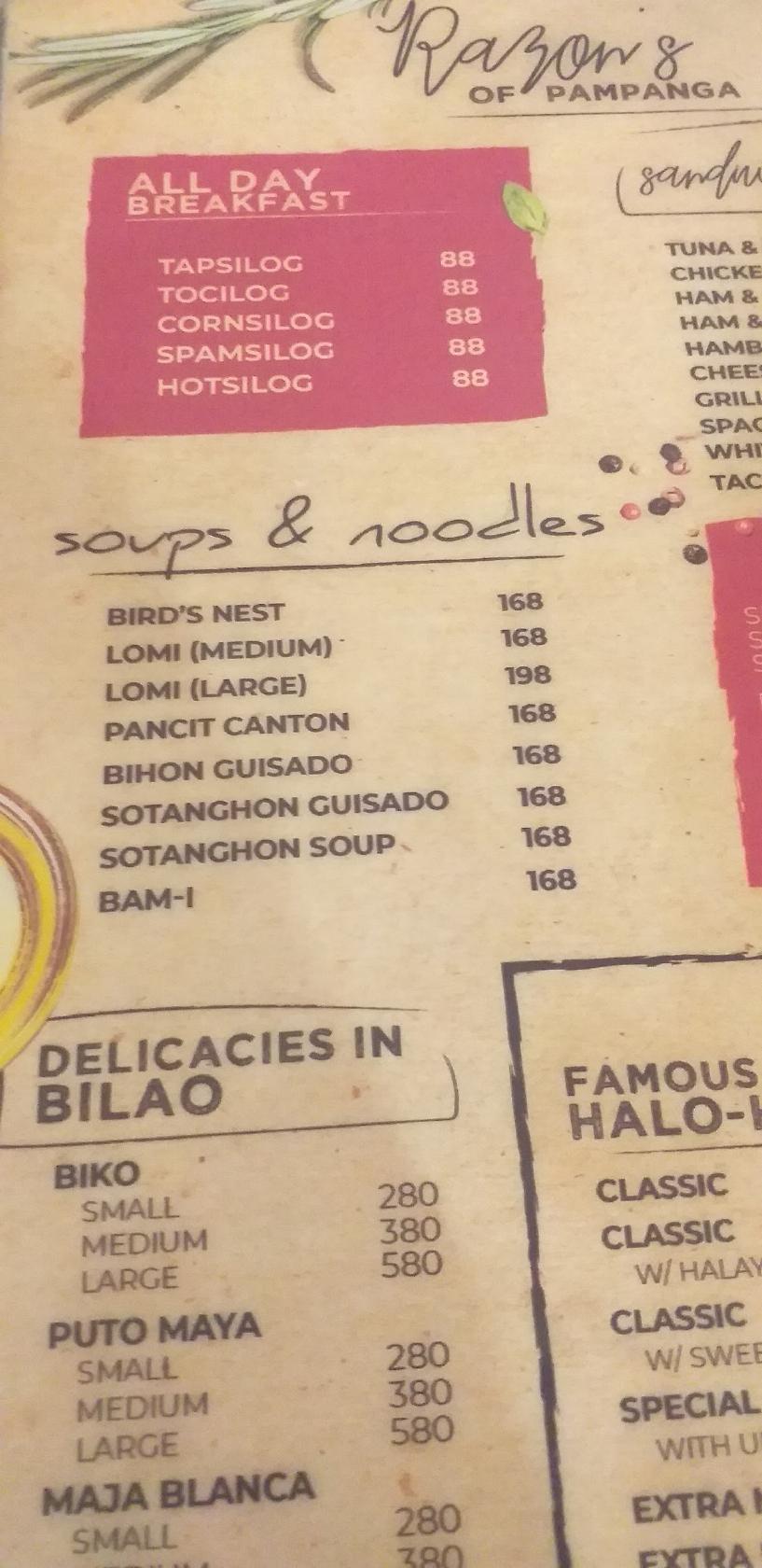 Menu At Razon S Of Pampanga Restaurant Butuan City Hot Sex Picture