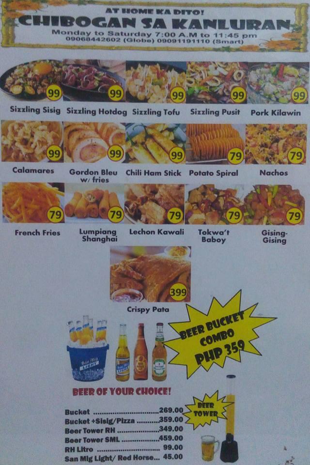 Menu At Chibogan Sa Kanluran Restaurant Calamba Hot Sex Picture