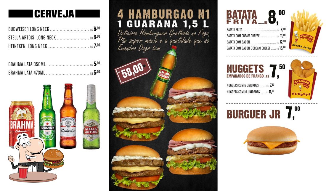 Delicie-se com um hambúrguer no Evandro Dogs