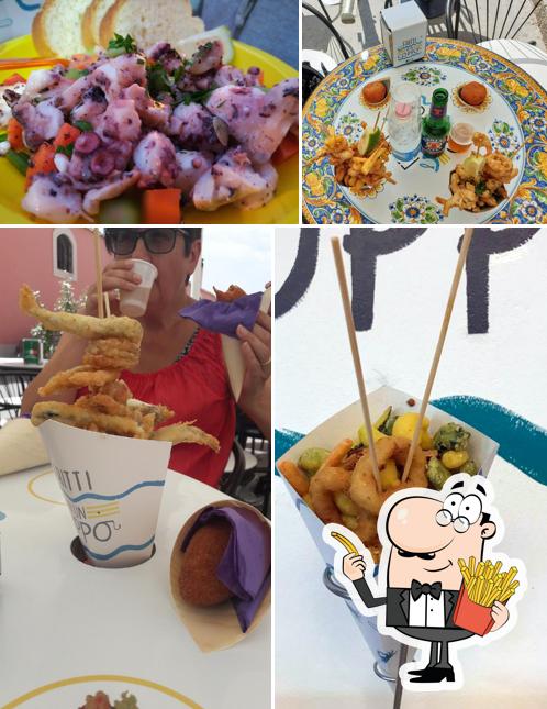 Prova a prendere le patatine fritte a "Fritti in un Coppo", Marzamemi Pachino, Specialità Pesce, Paranza, Take Away