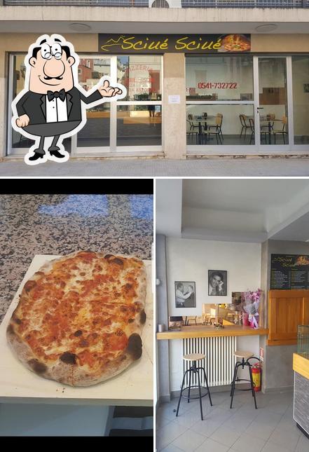 La foto di interni e pizza da Pizzeria Sciuè Sciuè