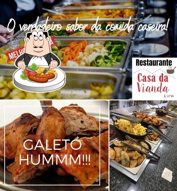 Confira a ilustração ilustrando comida e interior no Restaurante Casa Da Vianda Gross