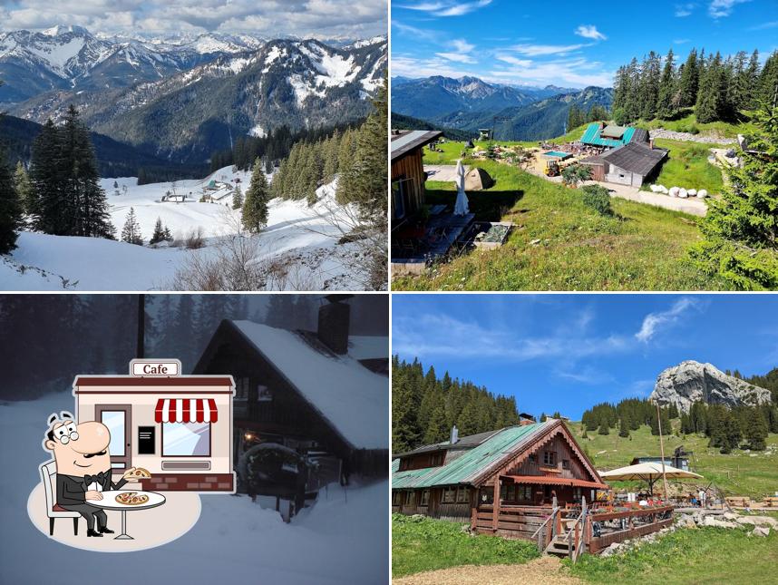 Genießt die Aussicht außerhalb von Obere Maxlraineralm