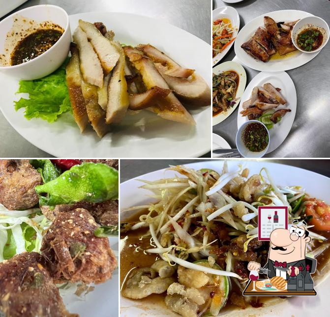 Meat dishes are served at Somyong Tamsua