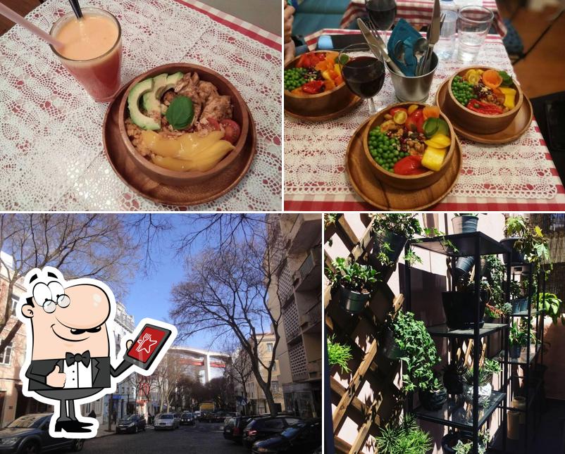 Among various things one can find exterior and food at La Dînette Café