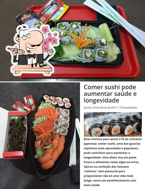 Rolos de sushi são disponibilizados no Nuguiss Sushi