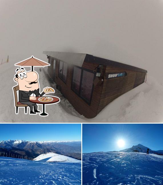 Puoi goderti l'aria fresca dal dehors di SnowBar