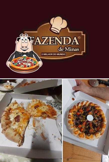 Escolha pizza no Fazenda de Minas Pizzaria