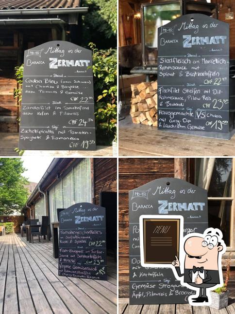 Baracca Zermatt offre un tableau affichant le menu