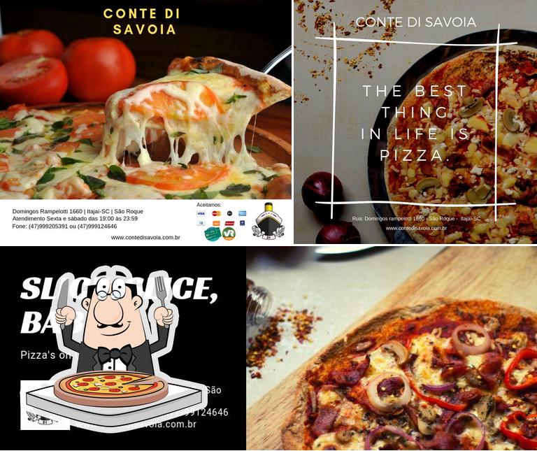 Escolha pizza no Conte Di Savoia