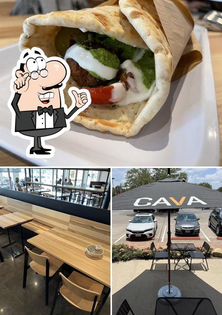 Among different things one can find interior and burger at CAVA