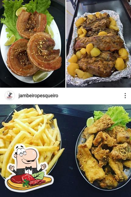 Prove pratos de carne no Jambeiro pesqueiro e restaurante