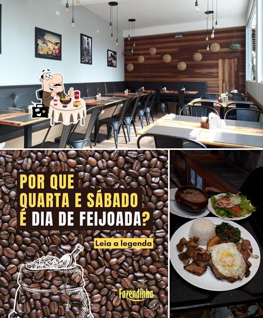 Entre diferentes coisas, comida e interior podem ser encontrados a Restaurante Fazendinha