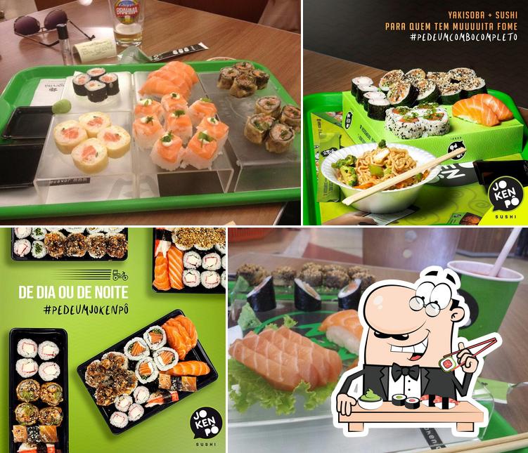 Rolos de sushi são disponibilizados no Jo Ken Pô Sushi