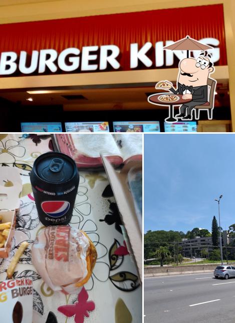 Entre diferentes coisas, exterior e comida podem ser encontrados no Burger King
