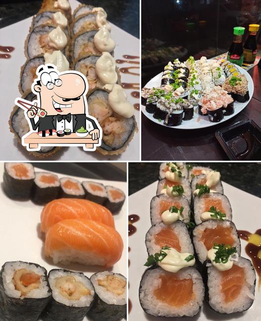 Rolos de sushi são servidos no Amazon Sushi