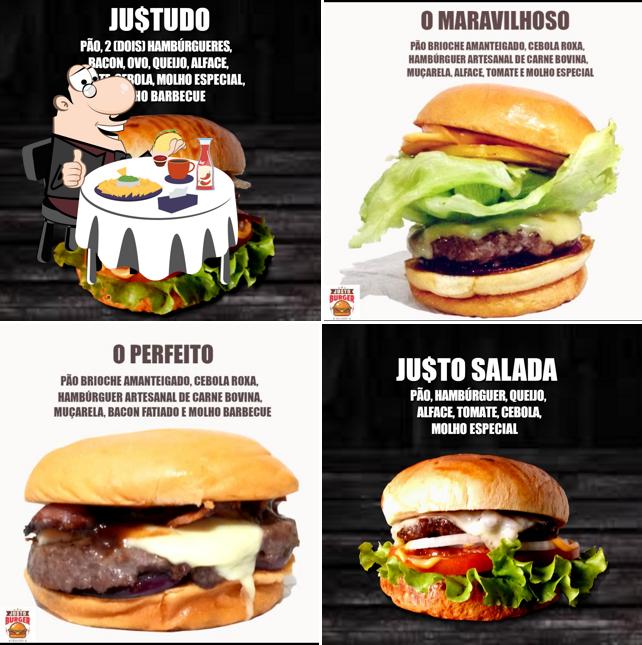 Os hambúrgueres do JUSTO BURGER - Delivery irão satisfazer diferentes gostos