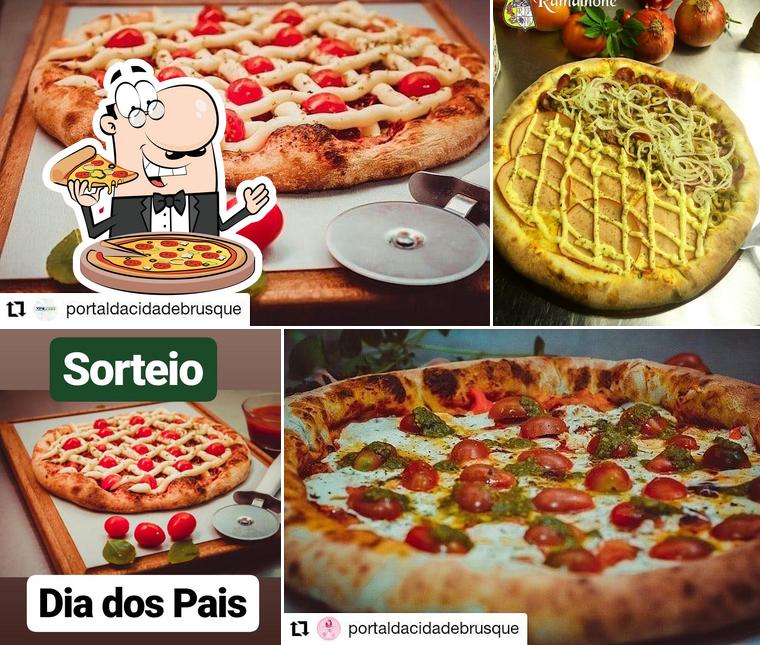 Escolha pizza no Ramalhone Pizzaria