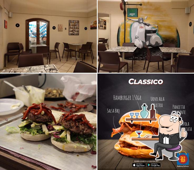 Tra le diverse cose da Big Bang Burger Experience si possono trovare la interni e cibo