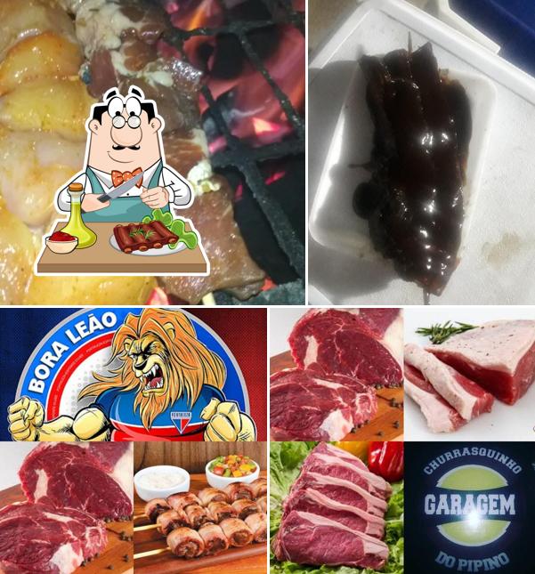 Prove refeições de carne no Garagem do Pipino