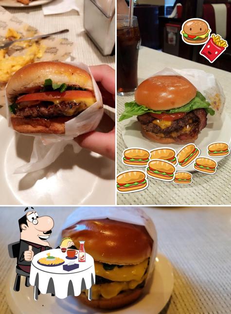 Order a burger at Johnny Rockets