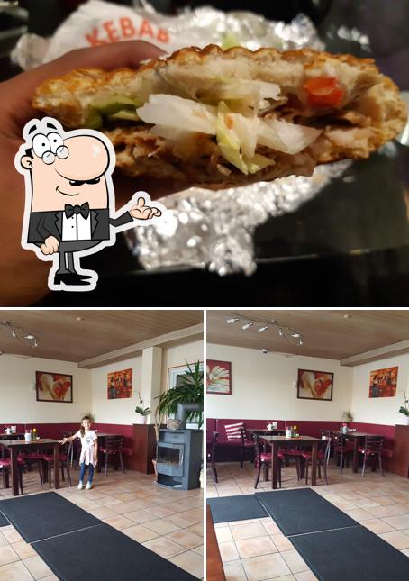 This is the picture displaying interior and food at Pizza-döner-pasta Heimservice & ZIMMER FERMIETUNG Oase