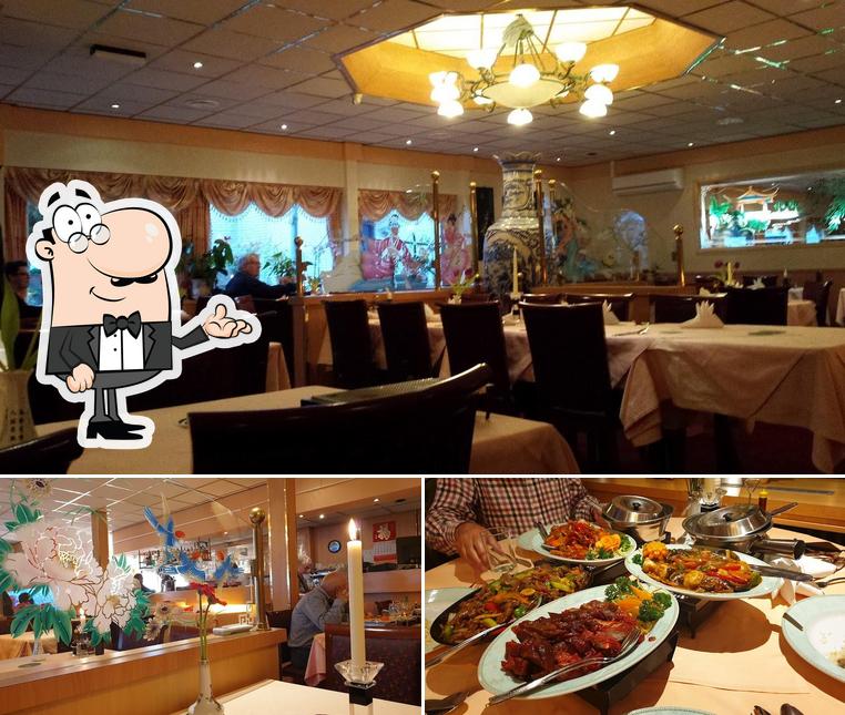 The photo of China Garden’s interior and food