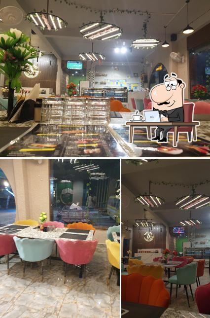 The interior of Raghukul restaurant and cafe, Sultanpur