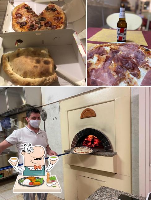 Questa è la foto che mostra la cibo e interni di Pizzeria Il Cavallino Rosso Di Sanna Mario