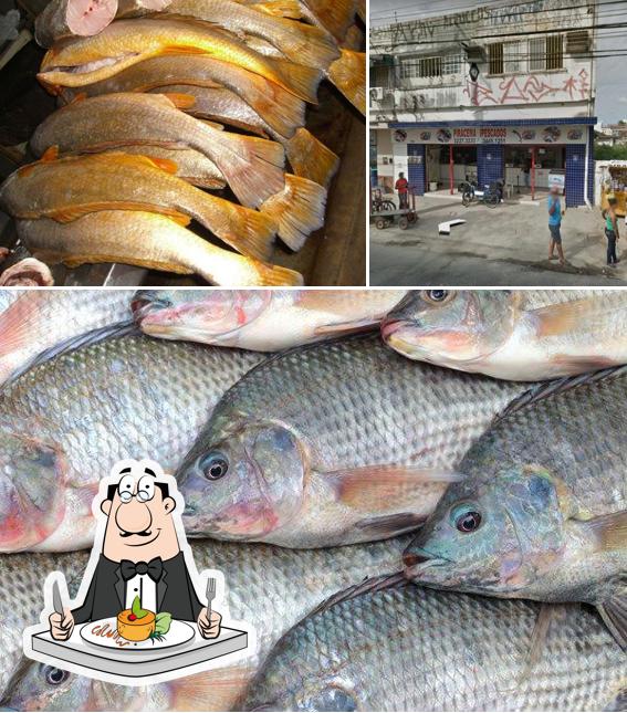 Confira a foto mostrando comida e exterior no Piracema Pescados