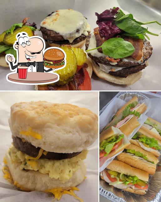 Get a burger at Daily Huddle Cafe