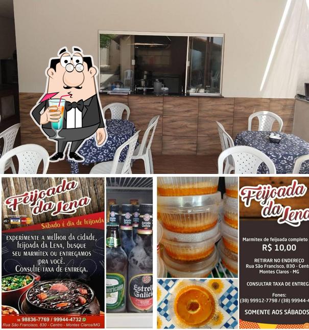 Entre diversos coisas, bebida e interior podem ser encontrados a Feijoada Da Lena