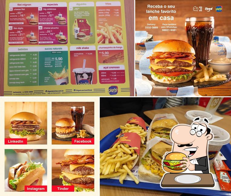Os hambúrgueres do Digão Lanches irão satisfazer diferentes gostos