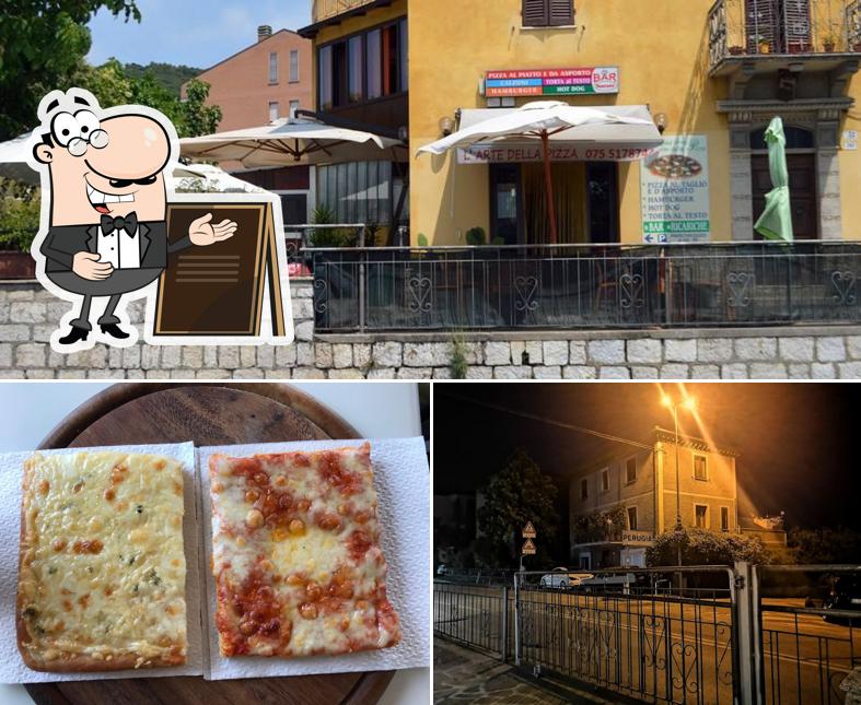 La esterno e cibo del ristorante