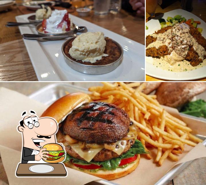 Order a burger at BJ's Restaurant & Brewhouse