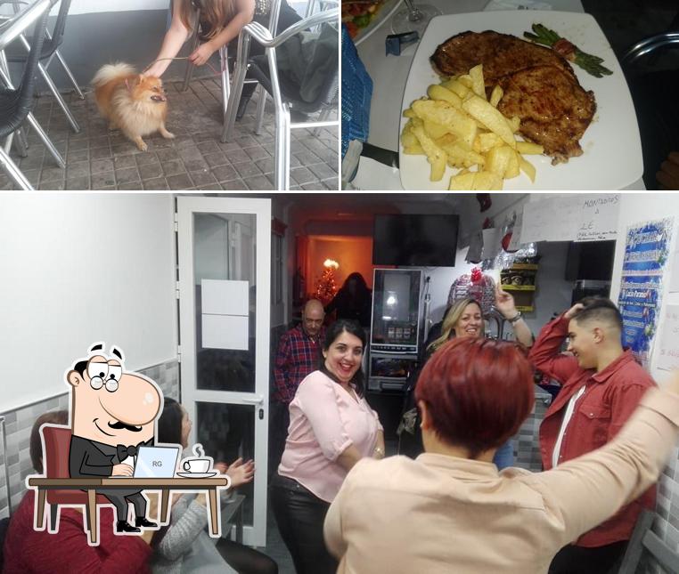 Take a look at the photo depicting interior and food at Bar El Cucharón