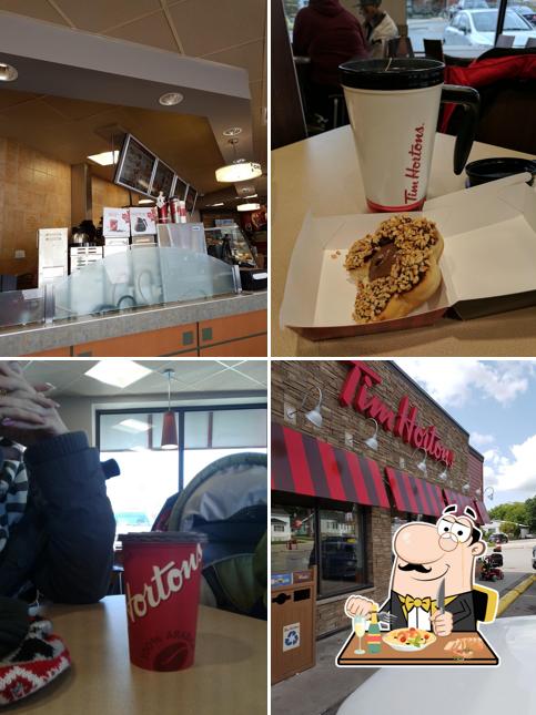 Voici la photo affichant la nourriture et intérieur sur Tim Hortons