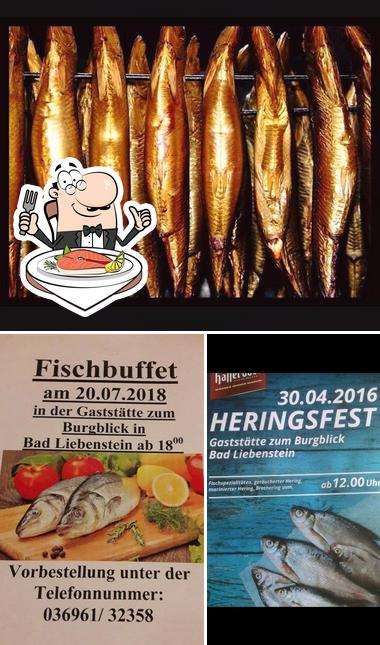 Gaststätte Zum Burgblick bietet eine Speisekarte für Fischliebhaber