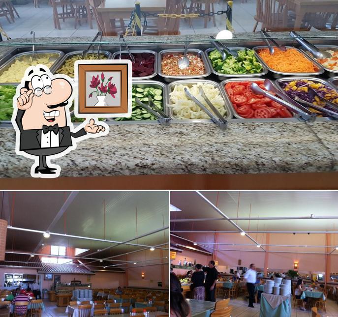 Dê uma olhada a foto apresentando interior e comida a Churrascaria e Restaurante Nova Querência