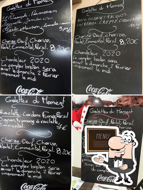 Le Comptoir Breton offre un tableau affichant le menu