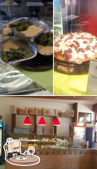 Tra le varie cose da Pizza & Focacce Sotto le Stelle si possono trovare la cibo e interni