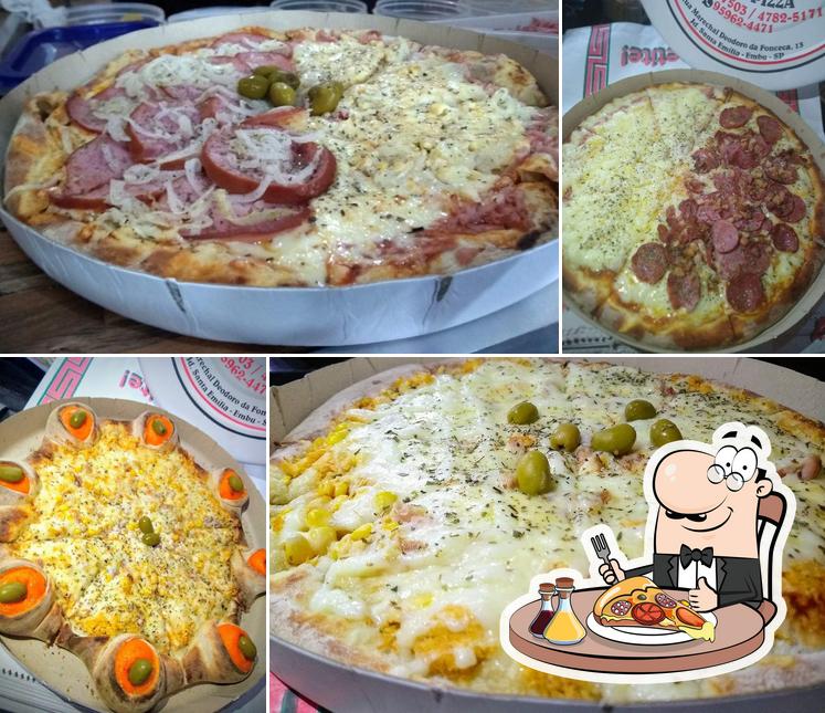 Escolha pizza no Pizzaria Toca do Tatu