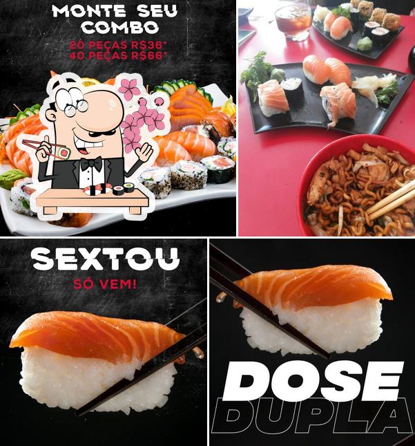 Escolha diferentes opções de sushi