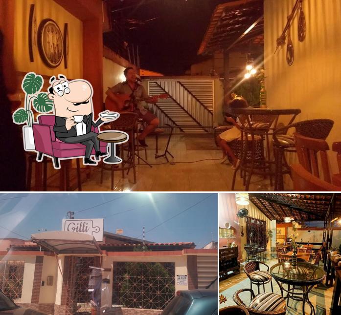 A interior e exterior do restaurante