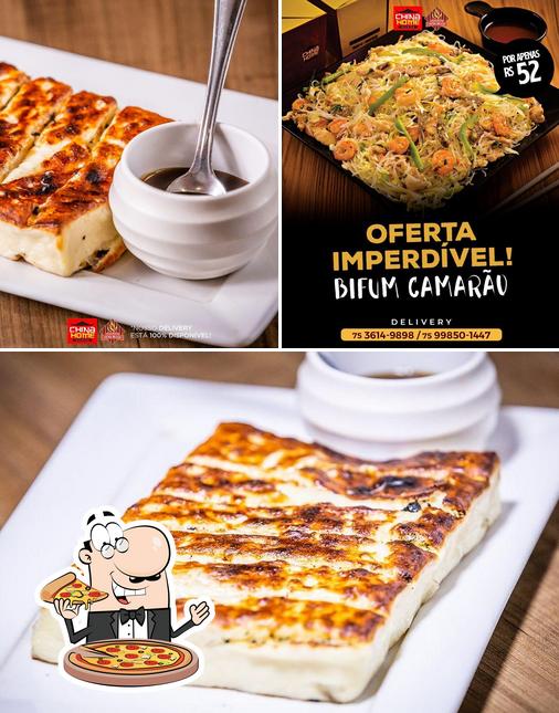 Escolha pizza no China Home & Nova Brasa - Restaurante Chinês e Carnes especiais