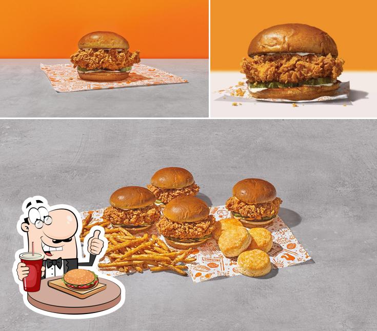 Get a burger at Popeyes Louisiana Kitchen