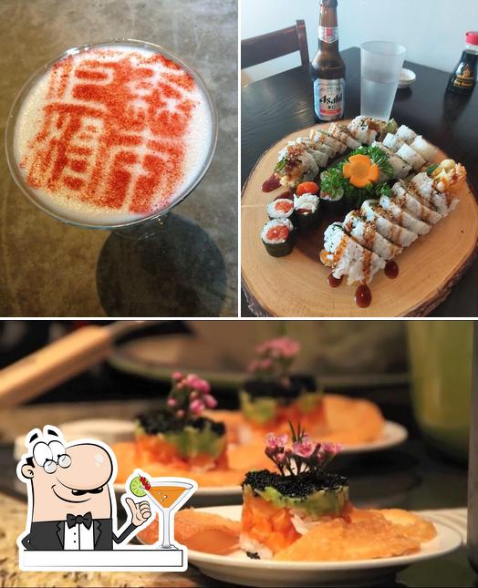 The image of drink and food at Sushi Kura
