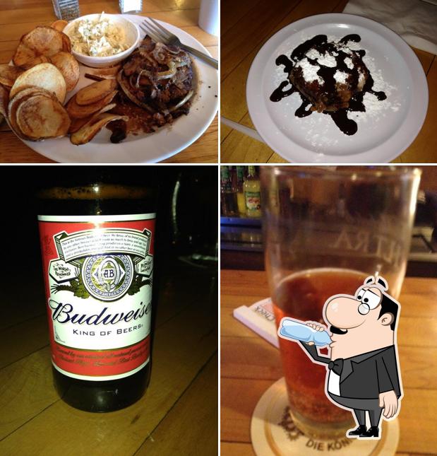 This is the image depicting drink and food at Patti-O Grill