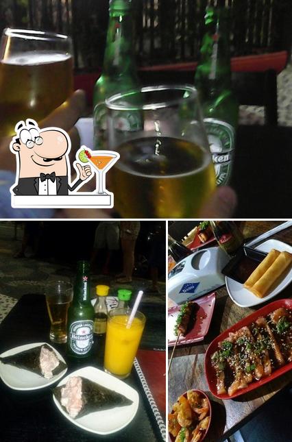 Check out the picture showing drink and food at Sushi Tsu Hall